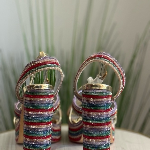 NWOB AZALEA WANG MULTICOLOR RHINESTONE PLATFORM HEEL - Picture 2 of 3